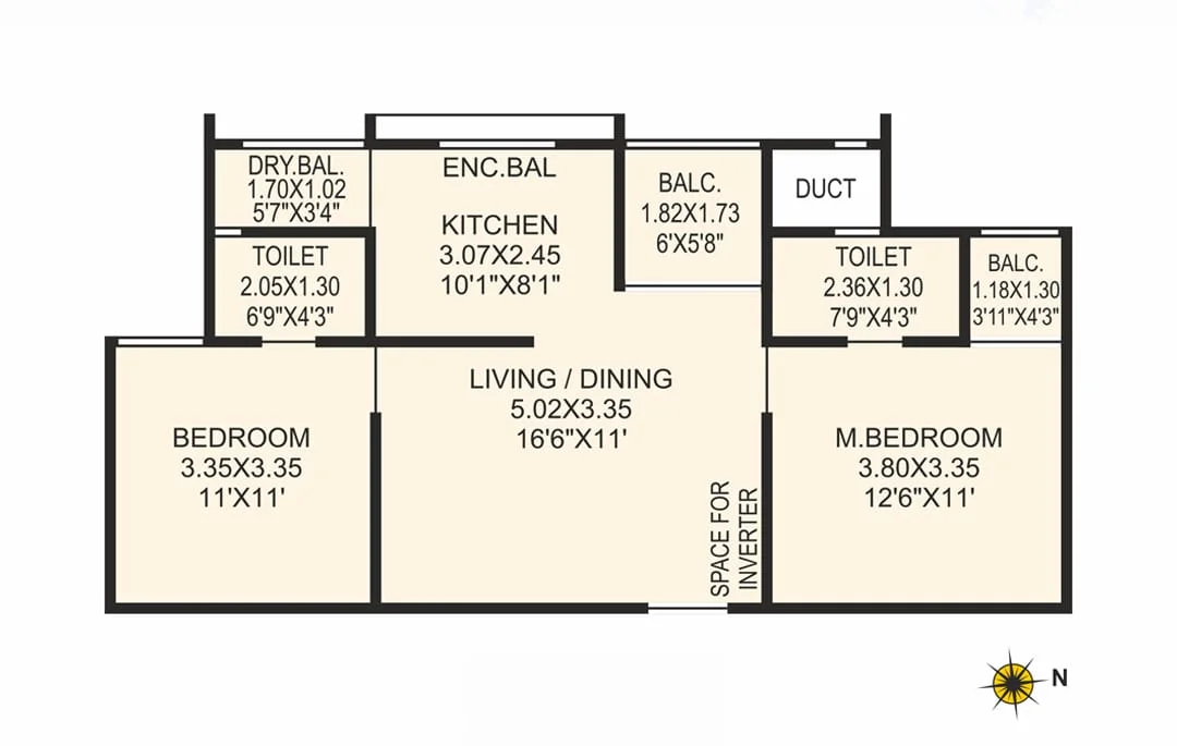 Navyam Ravet 2 BHK Floorplan